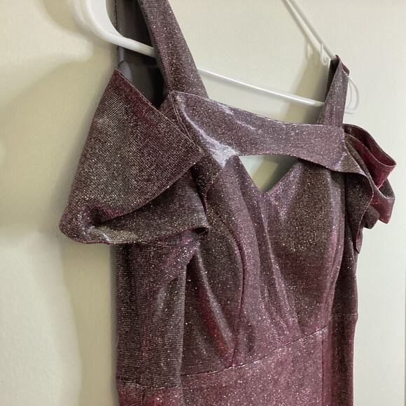 Nightway Glitter Tornazol Silver Fuchsia Gown Long Formal Dress Size 4 NYE - Picture 12 of 15